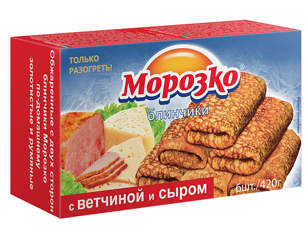 Блинчики МОРОЗКО с ветчиной и сыром замороженные 420г